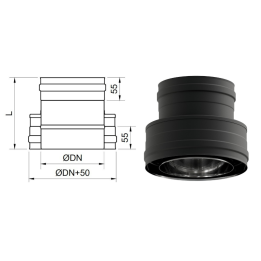 Adaptación tubería doble a simple pared negro mate 1