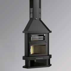Chimenea metálica rincón con horno C-300 RH - FM Calefacción