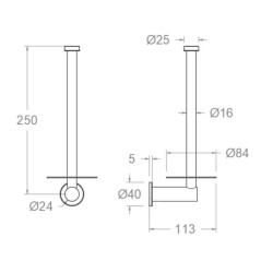 Portarrollo pared vertical ERGOS cromo - PORT02