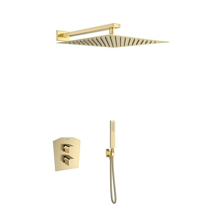 Kit termostático ducha empotrado 2-vías PRISMA oro cepillado - K4287011OC 1