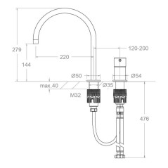 Monomando lavabo repisa ODISEA oro cepillado - 394702OC