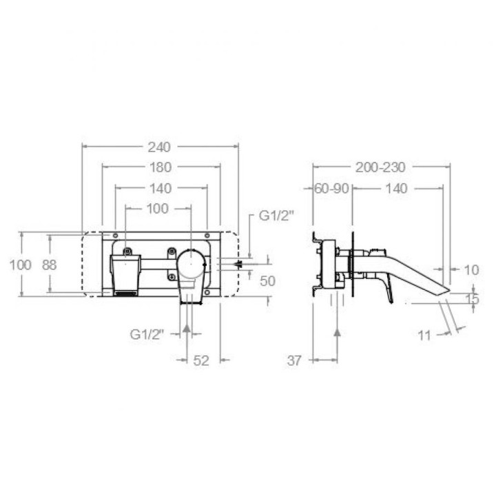 Monomando lavabo empotrado URBAN CHIC negro mate - 212001NM 2