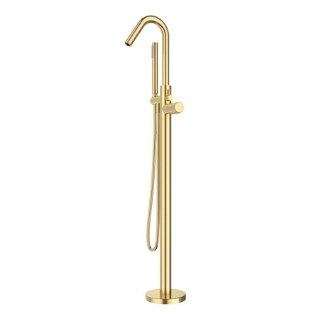 Monomando baño-ducha a suelo TZAR oro cepillado - 348503DOC