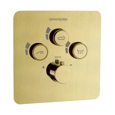 Termostático ducha empotrado 3-vías RS SMART oro cepillado - 85T301SOC - Ramón Soler