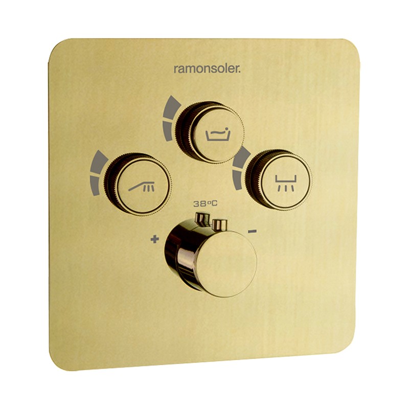 Termostático ducha empotrado 3-vías RS SMART oro cepillado - 85T301SOC
