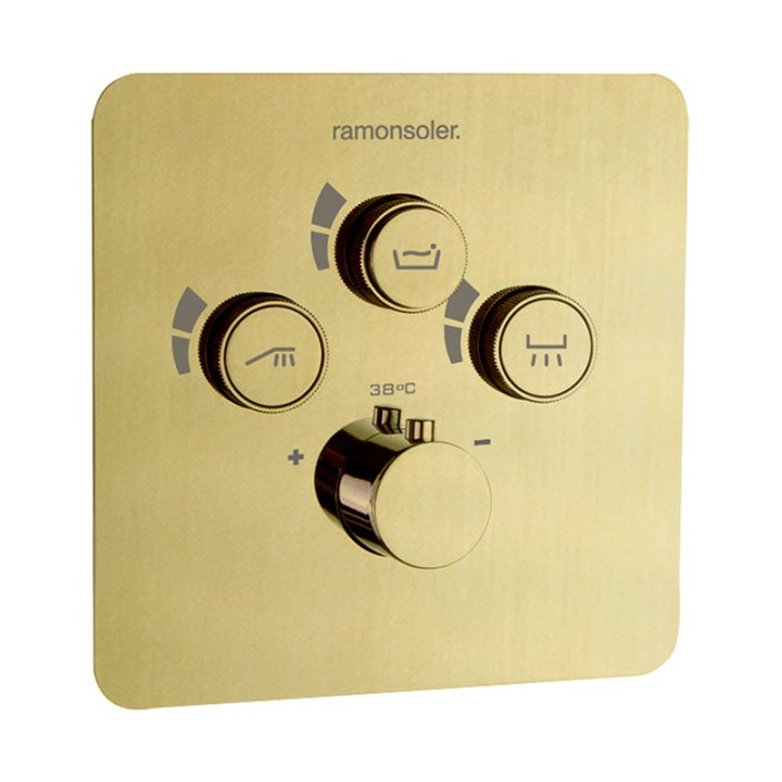 Termostático ducha empotrado 3-vías RS SMART oro cepillado - 85T301SOC 1