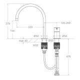 Monomando lavabo repisa ODISEA negro mate - 394702NM 2