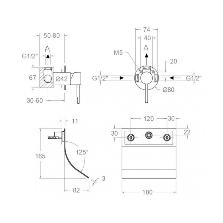 Monomando lavabo empotrado cascada ODISEA oro cepillado - 3916902OC 2