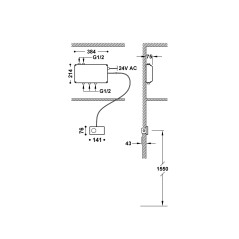 Termostático electrónico ducha empotrado 3-vías negro mate - 49288399