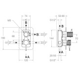 Monomando ducha empotrado 3-vías ODISEA JOYA oro cepillado - 591513SOC 2