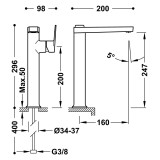Monomando lavabo XL maneta lateral PROJECT-TRES cromo - 22184701 2
