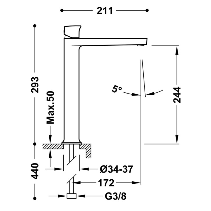 Monomando lavabo XL PROJECT-TRES cromo - 22180402 2