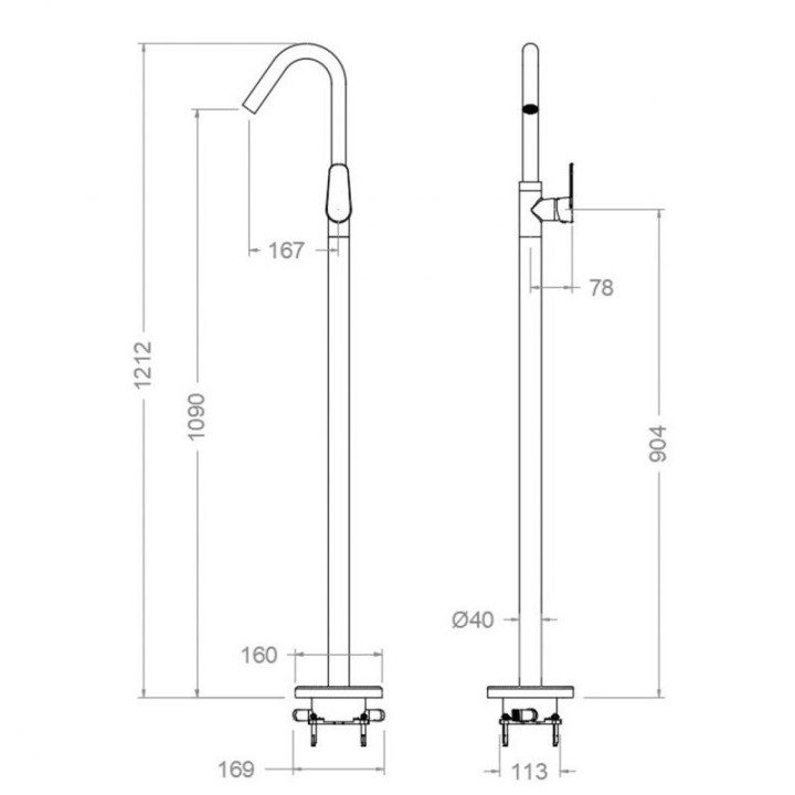 Monomando lavabo a suelo ALEXIA grafito - 367603GR 2