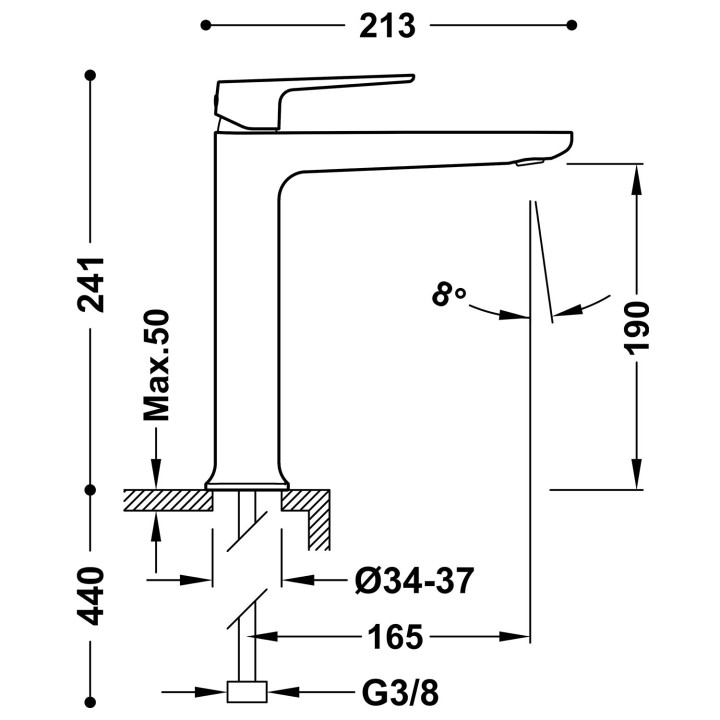 Monomando lavabo alto LOFT-TRES oro mate - 22220401OM 2