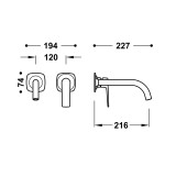 Monomando lavabo empotrado LOFT-TRES oro mate - 2223000*OM 4
