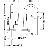Monomando lavabo maneta lateral LOFT-TRES acero - 22244701AC 2