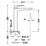 Monomando lavabo alto XL LOFT-TRES oro mate - 22280401OM 2