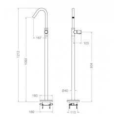 Monomando lavabo a suelo TZAR negro mate - 347603NM