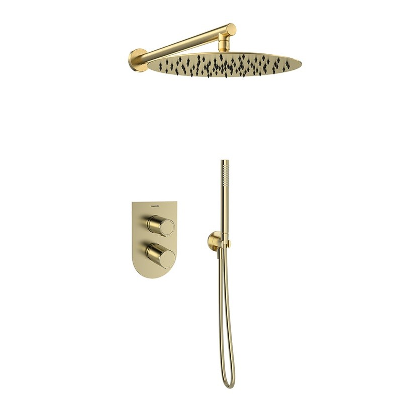 Kit monomando ducha empotrado 2-vías TZAR oro cepillado - K3415022OC