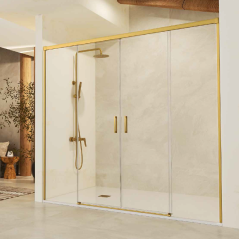 Mampara de ducha STYLO 2F2C frontal oro cepillado - SBX Imex
