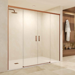 Mampara de ducha STYLO 2F2C frontal oro rosa cepillado - SBX Imex