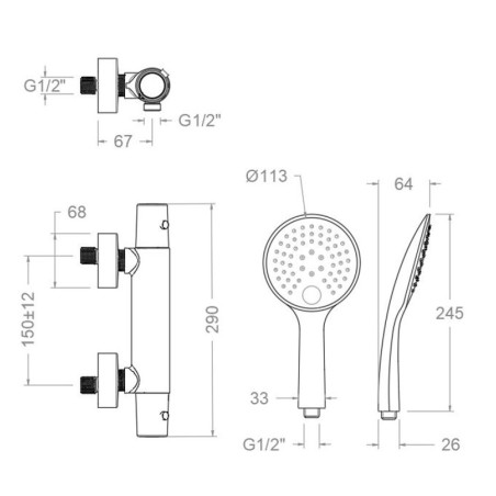 Termostático ducha TZAR cromo - 343402TR