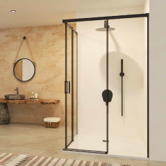 Mampara de ducha STYLO vértice 2F2C negro mate - SBX Imex