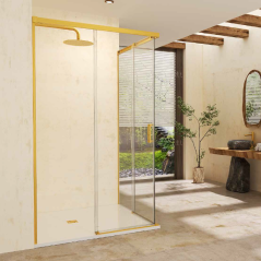 Mampara de ducha STYLO vértice 2F2C oro cepillado - SBX Imex