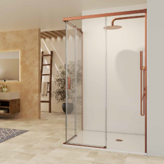 Mampara de ducha STYLO vértice 2F2C oro rosa cepillado - SBX Imex