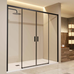 Mampara de ducha EASY 2F2C frontal negro mate - SBX Imex