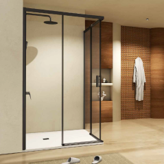 Mampara de ducha EASY vértice 2F2C negro mate - SBX Imex