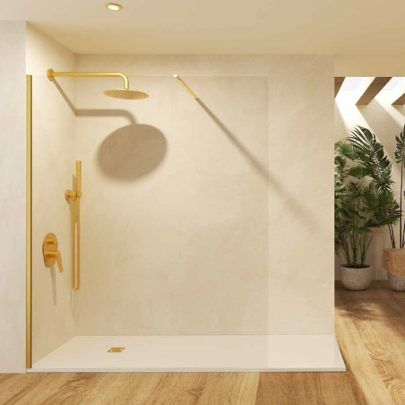 Mampara de ducha SCREEN fijo frontal oro cepillado - SBX Imex