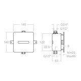 Grifo urinario empotrado electrónico SOLTRONIC cromo - 8122B 2