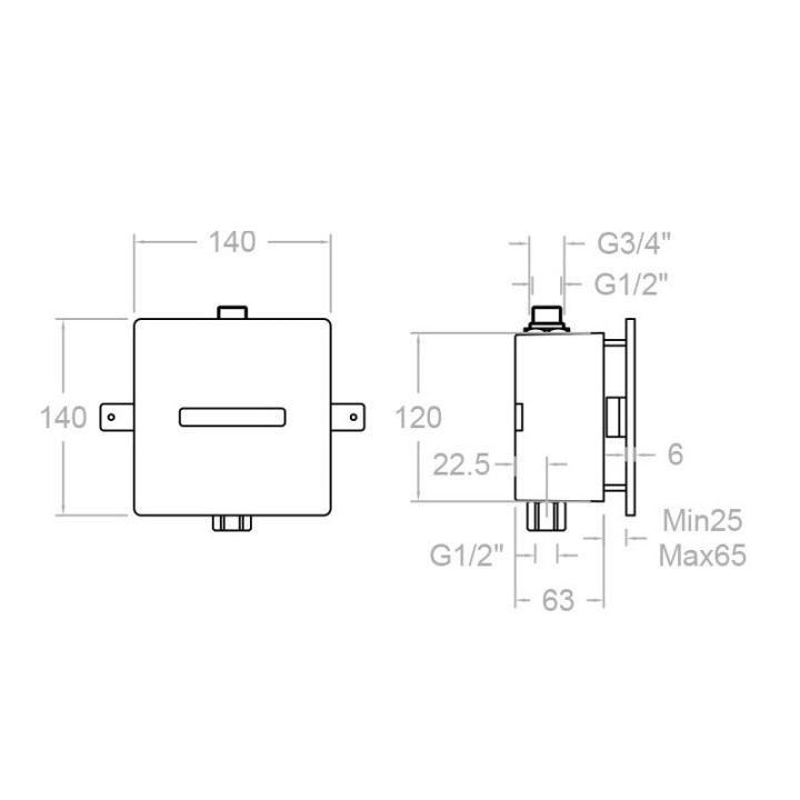 Grifo urinario empotrado electrónico SOLTRONIC cromo - 8122B 2