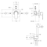 Monomando empotrado bidé WC grafito - 364502GR 2