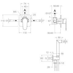 Monomando empotrado WC grafito - 364502GR