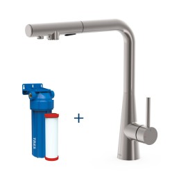 Monomando fregadero caño extraíble osmosis con filtro TRES acero - 23045404 1
