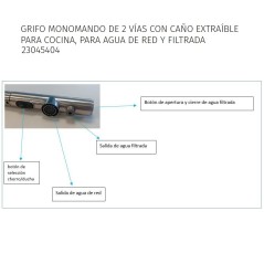 Monomando fregadero caño extraíble osmosis con filtro TRES acero - 23045404 - Tres