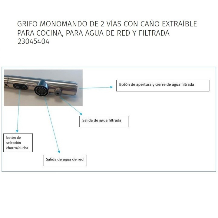 Monomando fregadero caño extraíble osmosis con filtro TRES acero - 23045414AC 3
