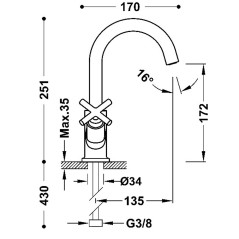 Bimando lavabo MONTBLANC-TRES volcanic - 28310301VO