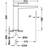 Monomando lavabo alto SLIM-TRES oro rosa mate - 20210303OPM 2