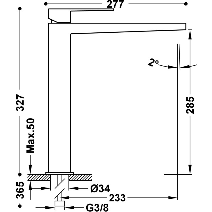 Monomando lavabo alto XL SLIM-TRES oro rosa mate - 20210305OPM 2