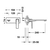 Monomando lavabo empotrado SLIM-TRES oro rosa mate - 2023003*OPM 4