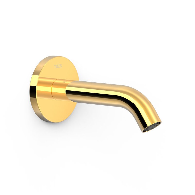 Caño fijo pared TRES oro brillo - 26218004OR