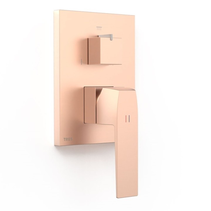 Monomando baño-ducha 3-vías SLIM-TRES RAPID-BOX oro rosa mate - 20227310OPM 1