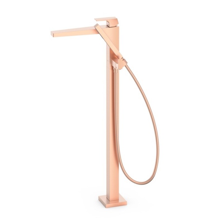 Monomando baño-ducha a suelo SLIM-TRES oro rosa mate - 20247001OPM 1