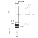 Monomando lavabo alto XL (AF) MAMMA MIA inox cepillado - 840203IC 2