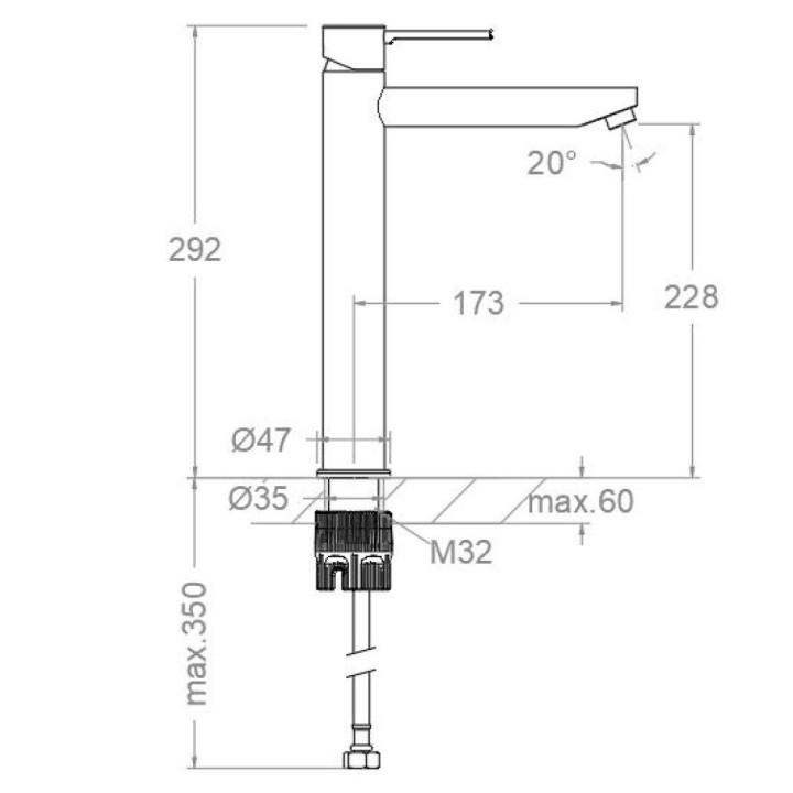 Monomando lavabo alto XL (AF) MAMMA MIA inox cepillado - 840203IC 2