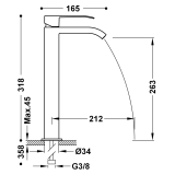 Monomando lavabo alto XL FUJI-TRES negro bronce - 28180301KMB 2