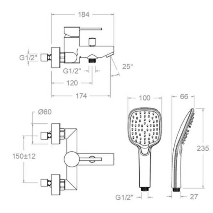 Monomando baño-ducha empotrado MAMMA MIA inox cepillado - 840501Q3IC 2
